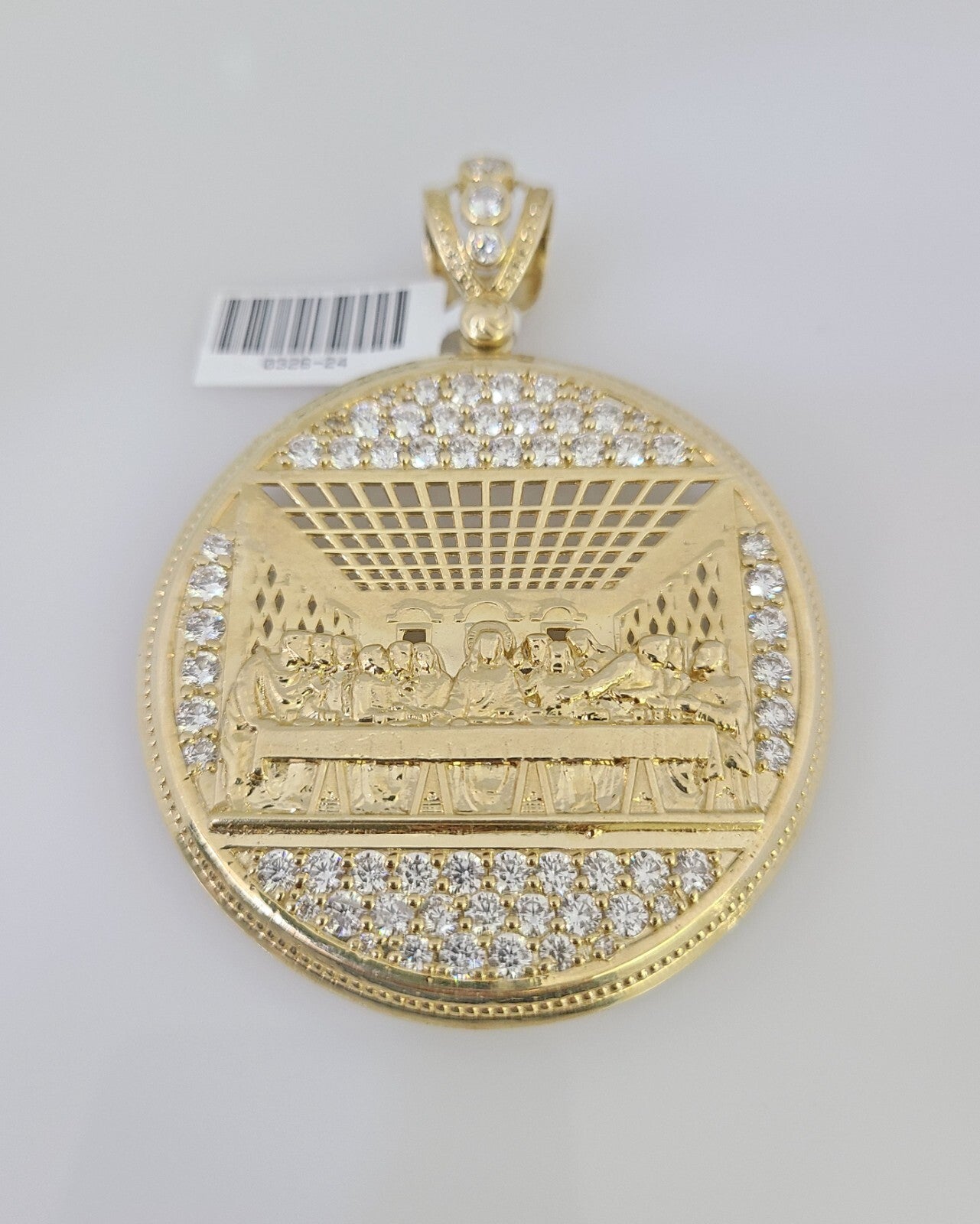 10k Last Supper Charm Pendant Mens REAL 10Kt Religious Medallion Yellow Gold