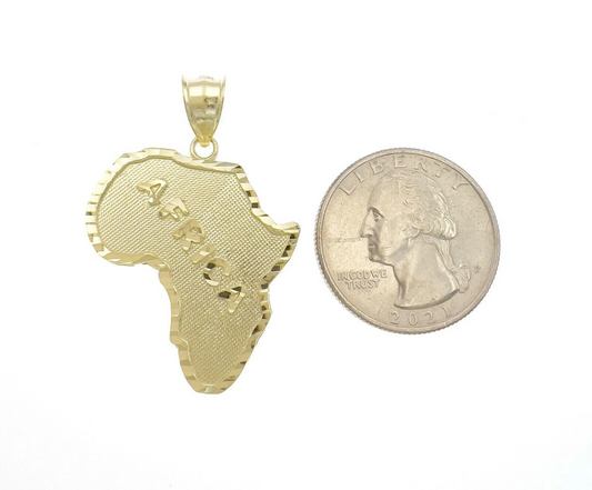 10k Yellow Gold Charm Africa Map Pendant Mens REAL 10KT With FREE SHIPPING
