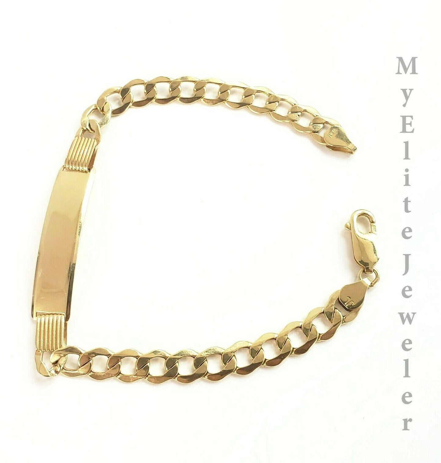 Men's Ladies 10K Gold Cuban Link Bracelet ID , Lobster Lock 8 Inch 6mm Engrave