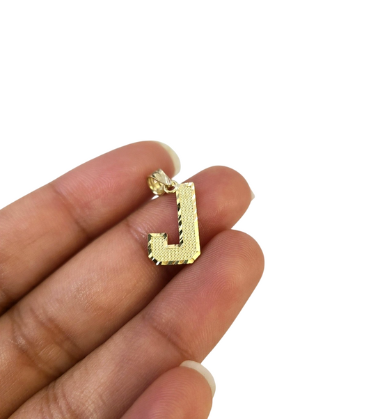 10K Yellow Gold J Initial Charm Pendant Alphabet Real 10kt Unisex