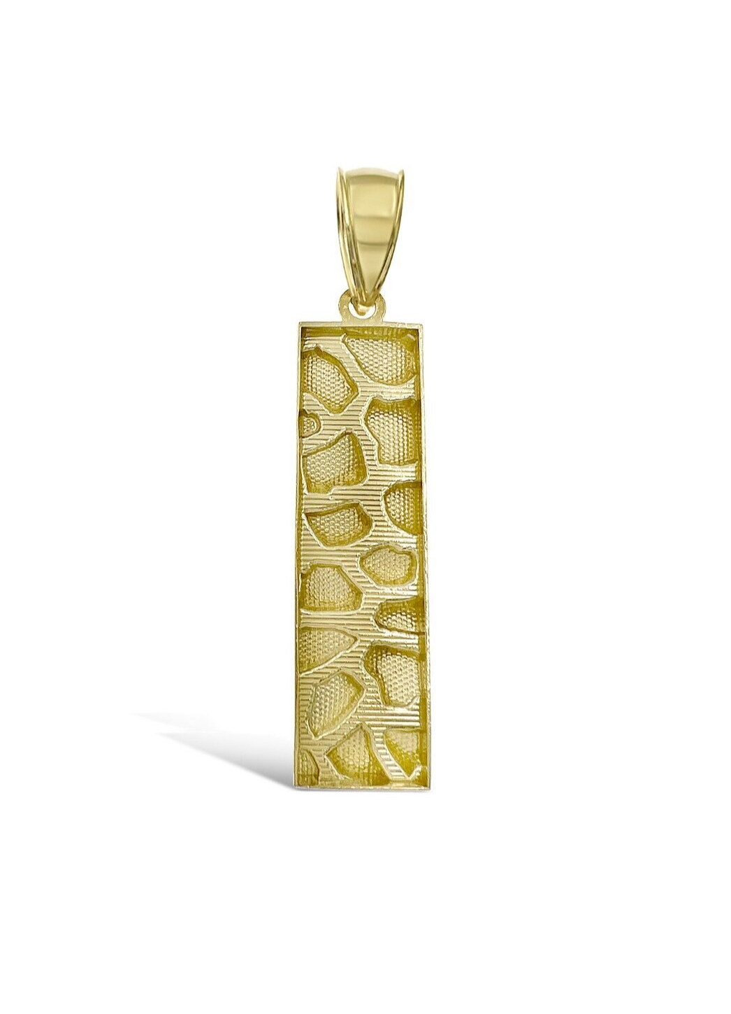 10k Yellow Gold Charm Nugget Bar Mens Pendant REAL 10KT , FREE SHIPPING