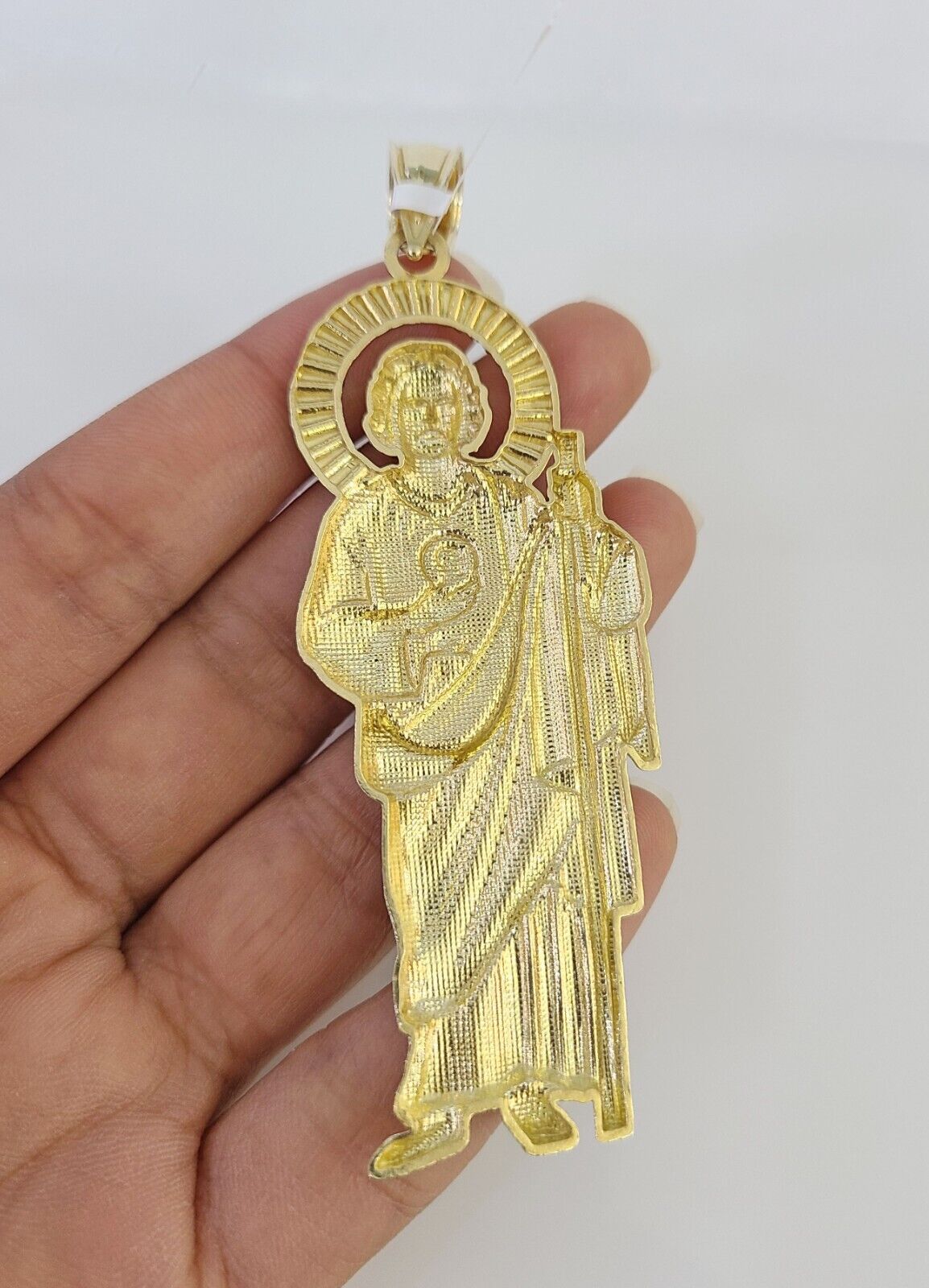 10k San Judas Charm Pendant Men's REAL 10Kt Saint Jude Yellow Gold