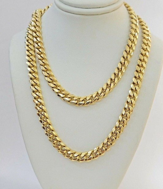 Solid 14k Yellow Gold Necklace Chain Miami Cuban Link Mens 8mm 22 Inch REAL 14KT