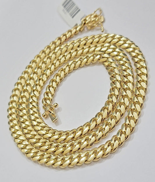 Solid 14k Yellow Gold Necklace Chain Miami Cuban Link 18"-30" 5mm-9mm REAL 14KT
