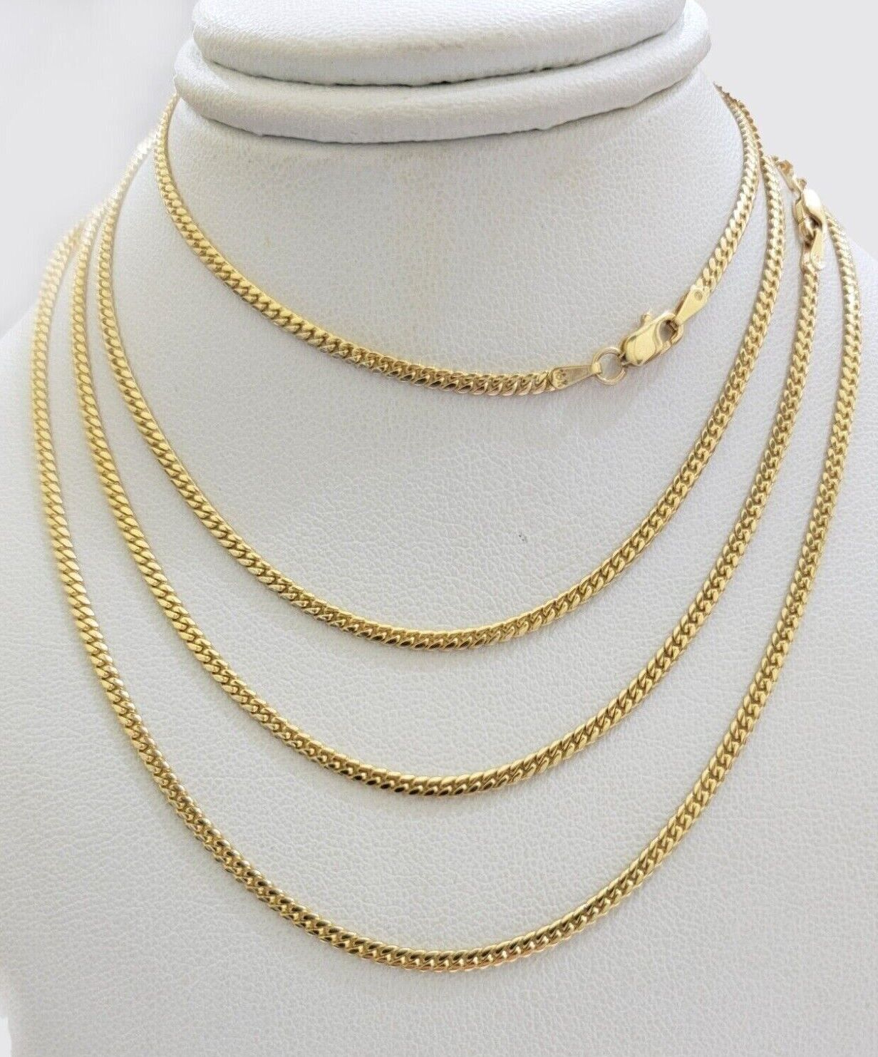 Real 18kt Yellow Gold Miami Cuban Chain Necklace 2mm 22 Inch Men Women SOLID 18k