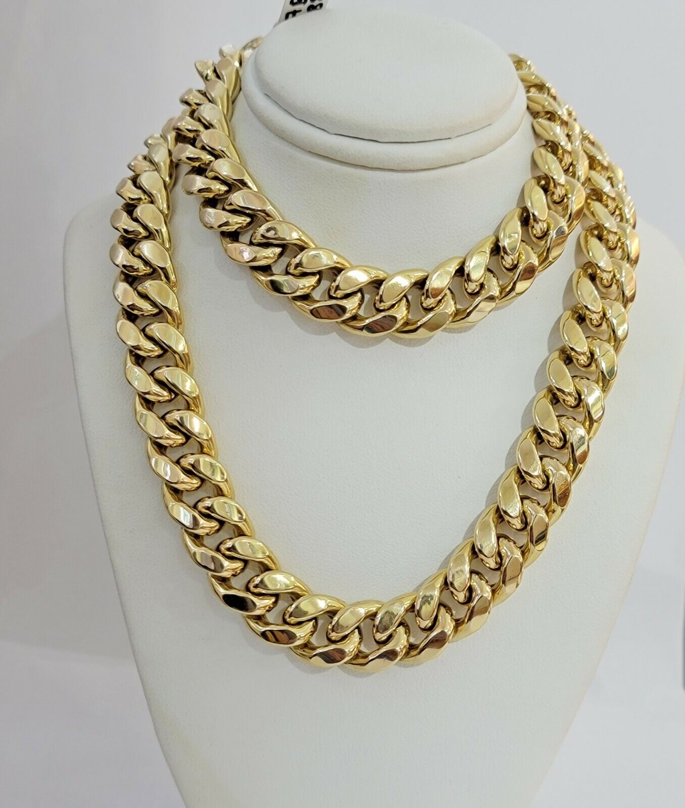 Real 14k Yellow Gold Chain Necklace 24 Inch 15mm Miami Cuban Link Mens 14kt