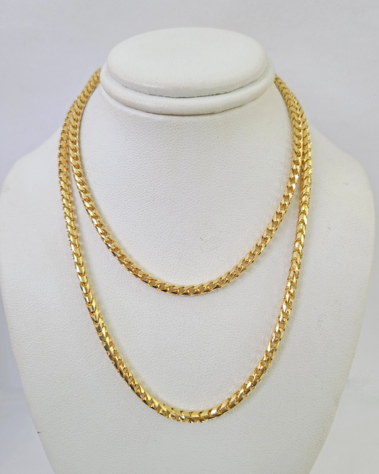 Real 18k Yellow Gold Franco Chain Necklace 24 Inch 3 mm SOLID 18kt Genuine
