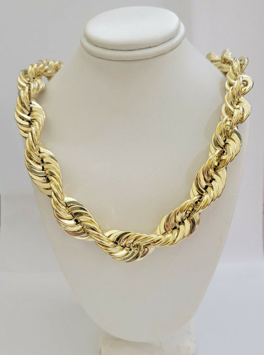 REAL 10k Gold Rope Chain Necklace 17mm Thick 30" Diamond Cut 10kt 102 Grams