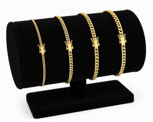 Solid 10k Yellow Gold Miami Cuban Bracelet Link 2mm 3mm 4mm 5mm 7" Box Clasp