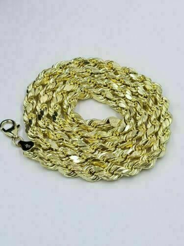 10k Yellow Gold "M" Head Charm Pendent Rope Chain 2.5mm 20 22 24 Men's Womens
