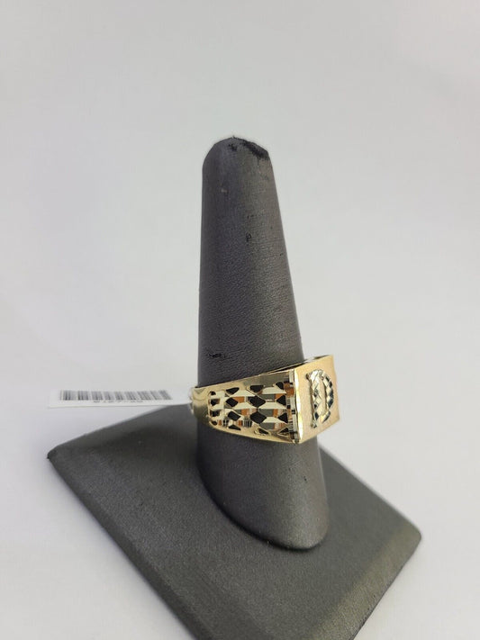REAL Ring 10k Ring Alphabet D Initial Yellow Gold Genuine Mens