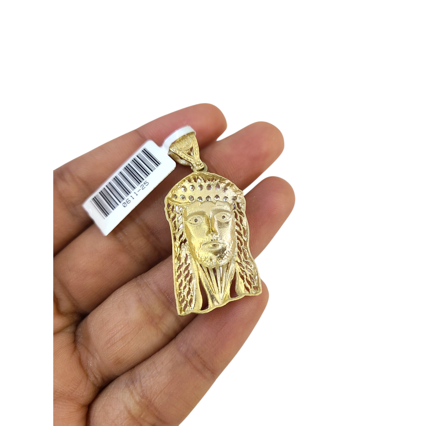 Real 10k Yellow Gold Charm Pendant Cross Head Face Gold 10KT