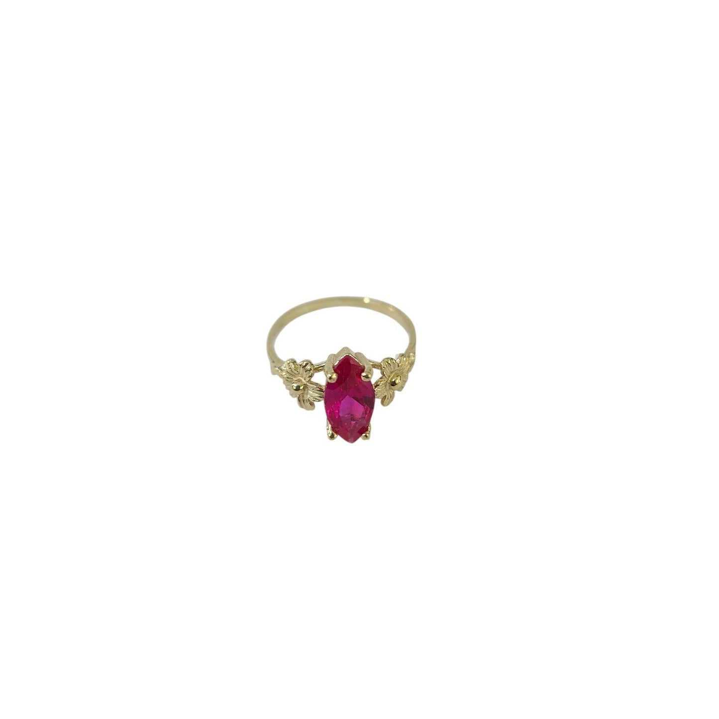 10k Gold Pink Marquise CZ Flower Ring Delicate Floral Ladies Statement