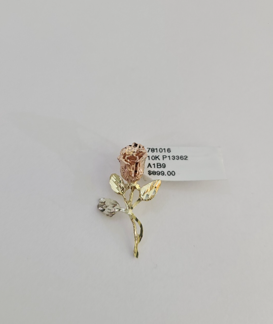 10k Rose Flower Charm Trio Pendant Charm Yellow White Gold Women REAL
