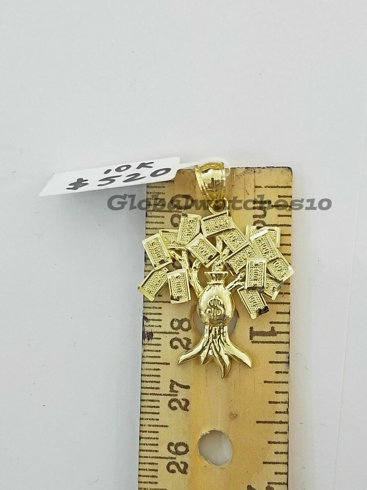 10K $100 Tree Charm Gold Pendant Miami Cuban Chain in18 20 22 24 26 28 Inch Real