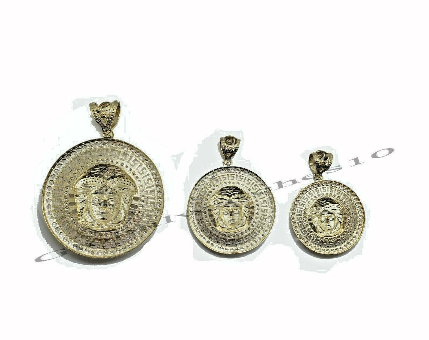 10k Yellow Gold Men Pendant head Charm 3 -2 Inch REAL Round