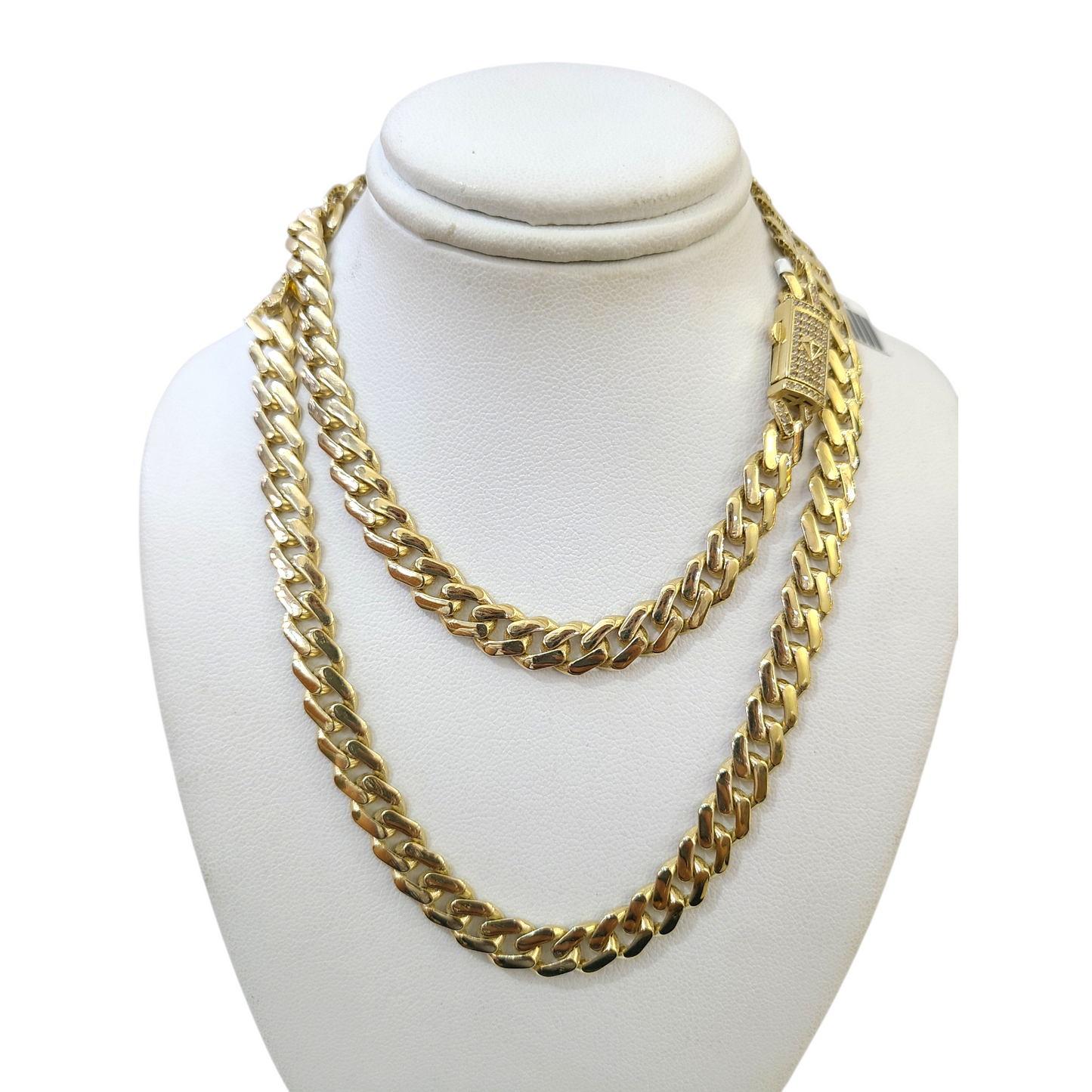 Real 10k Gold Chain 7mm Monaco Cuban Link Necklace 24'' Men's 10kt Yellow Gold