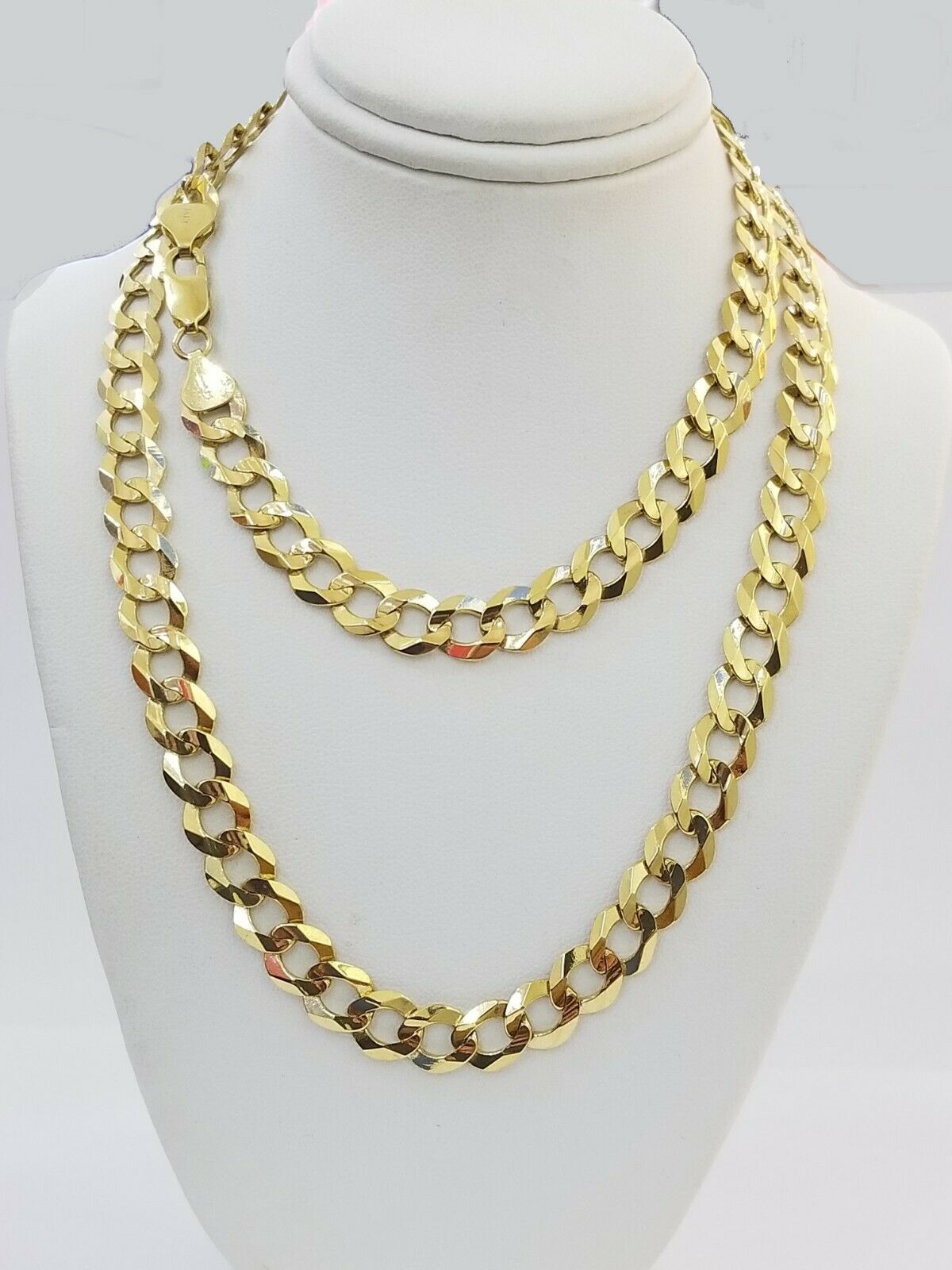 Solid 9mm 14k Gold Cuban curb Link chain Necklace 20"-30" Authentic 14kt Men's