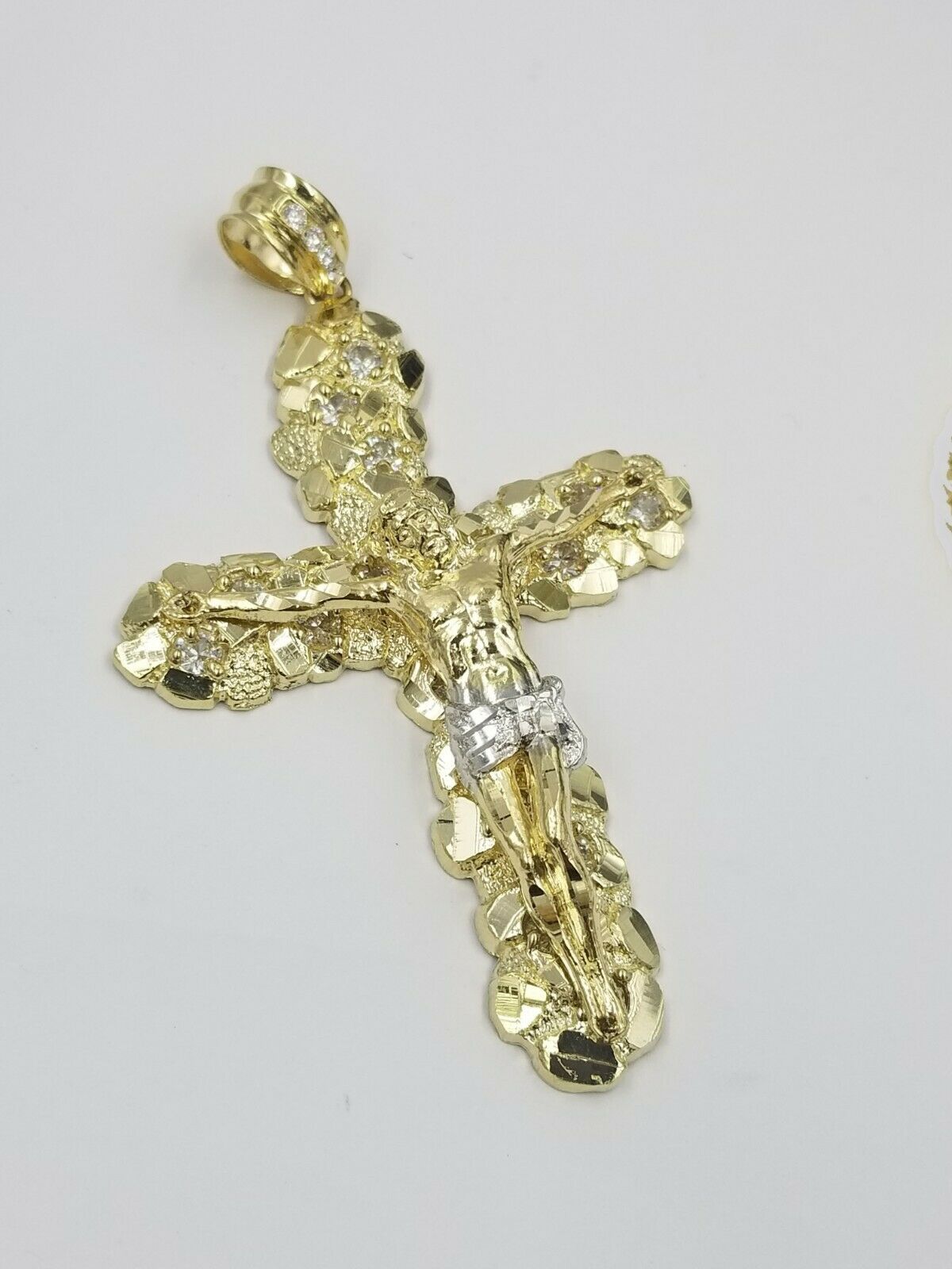 Real 10k Yellow Gold Jesus Cross Pendant with 26" Inch Cuban Chain Box Lock Set