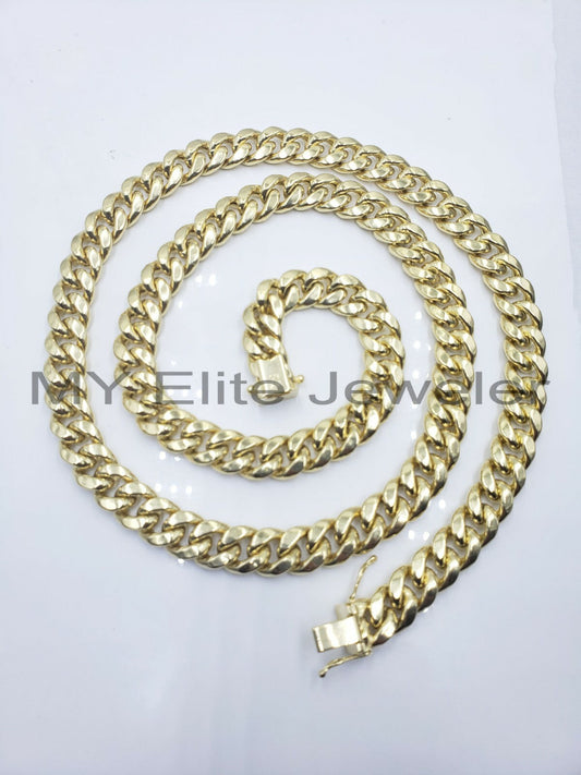10mm 14k Gold Cuban Link Chain 30" Necklace Mens 14kt Yellow Gold Real Gold Sale