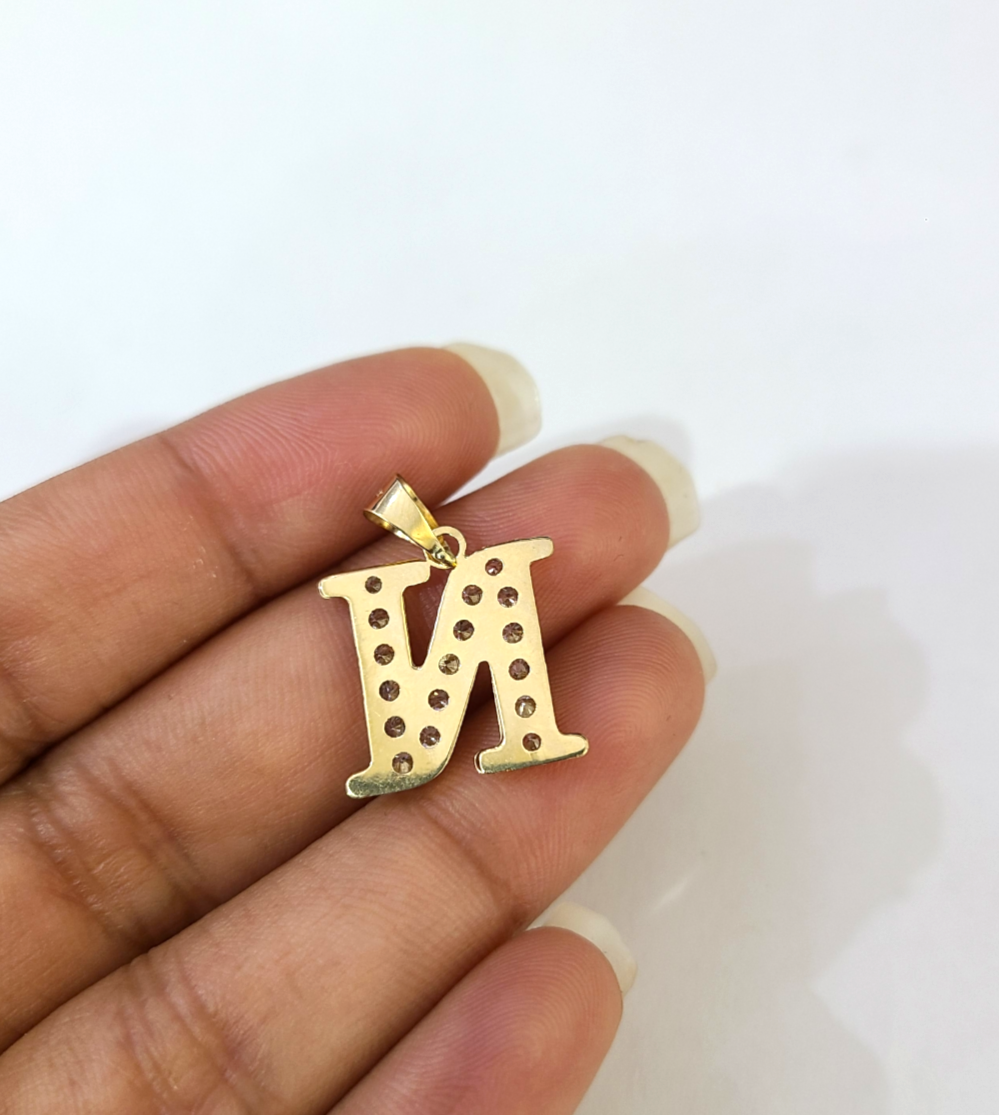 10k Gold Cuban Curb Chain Necklace N Initial Alphabet Pendant Charm 3mm Necklace