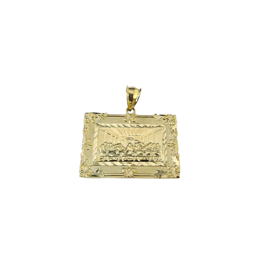 Real 10k Yellow Gold Charm Pendant Last Supper Diamond Cuts 10KT