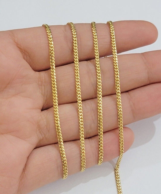 Real 18k Yellow Gold Miami Cuban Chain Necklace 2mm 24 Inch Men Women SOLID SALE