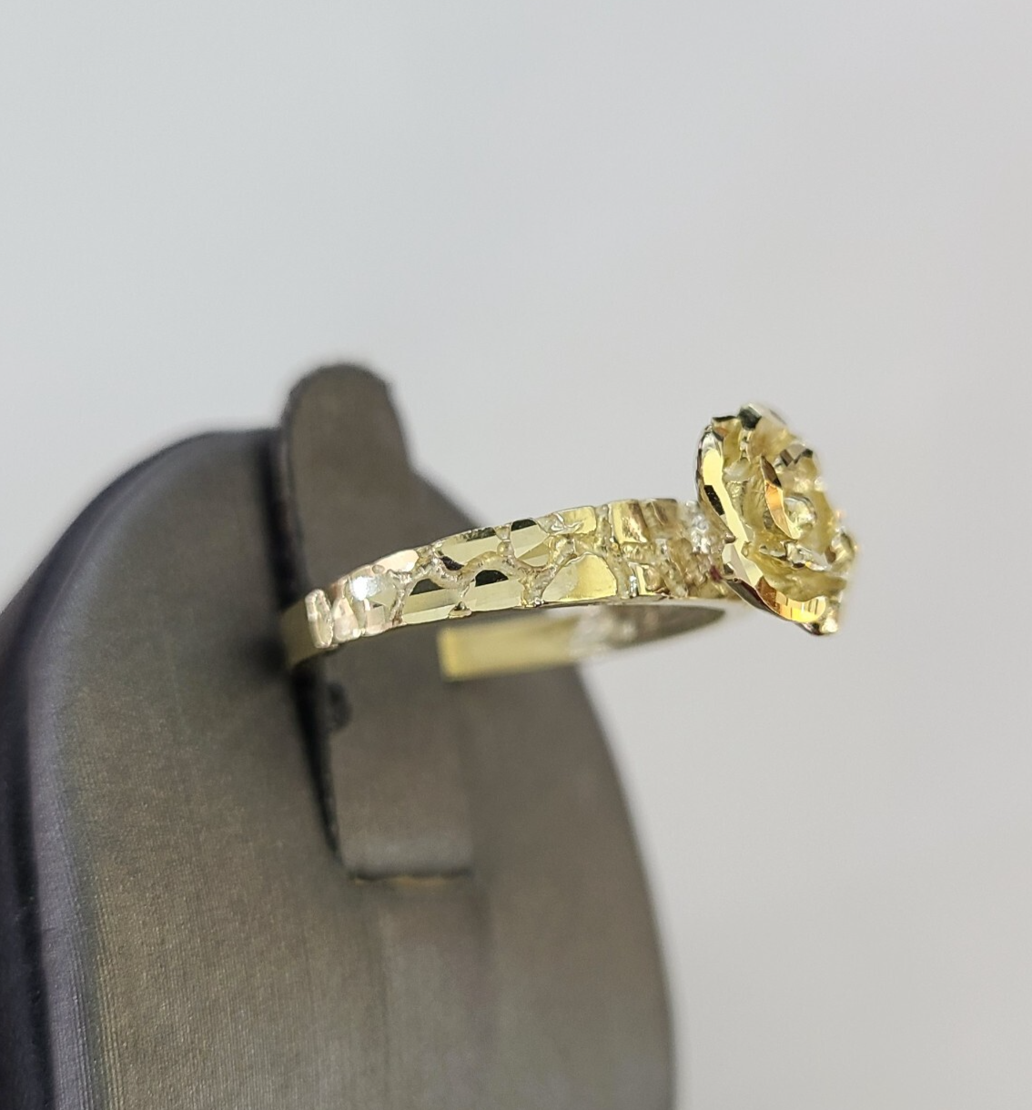 10k Yellow Gold Rose Flower Ring Nugget Casual Band Genuine Brand New