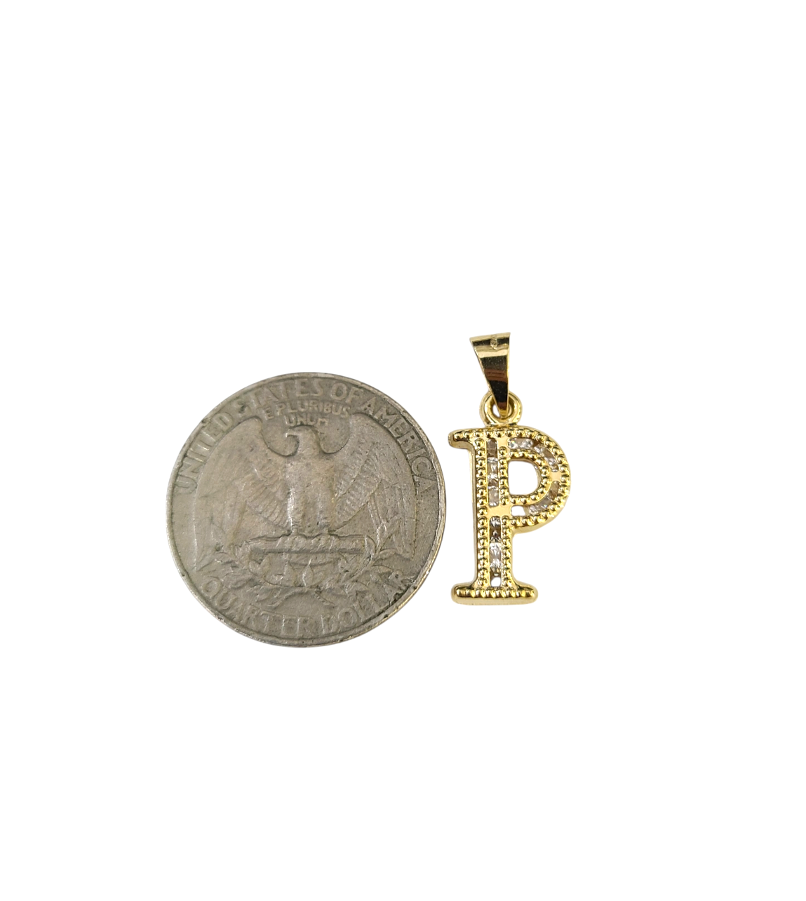 10K Yellow Gold P Initial Charm Pendant Alphabet Real 10kt Men Women