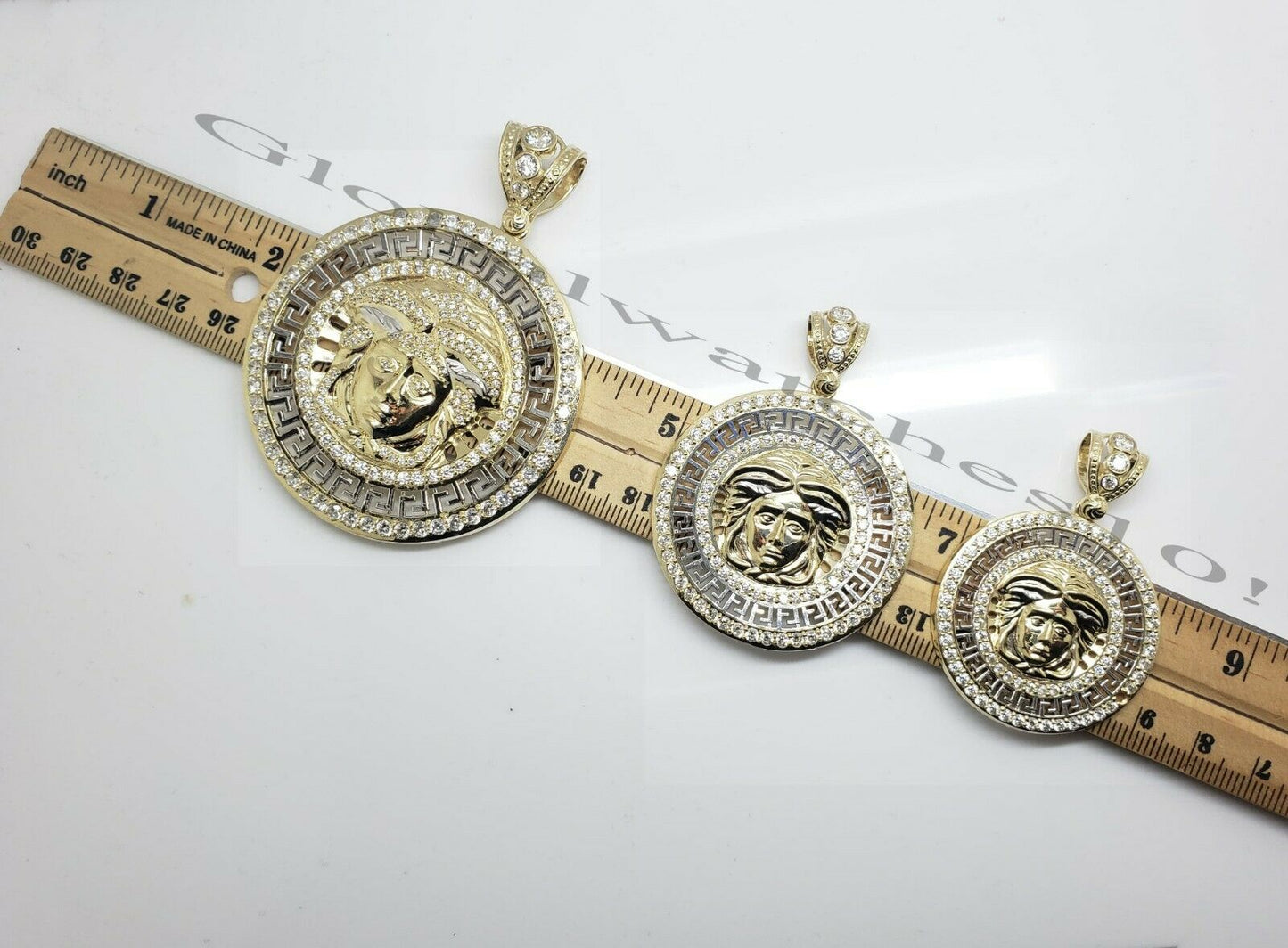 10k Yellow Gold Men Pendant head Charm 3 -2 Inch REAL Round