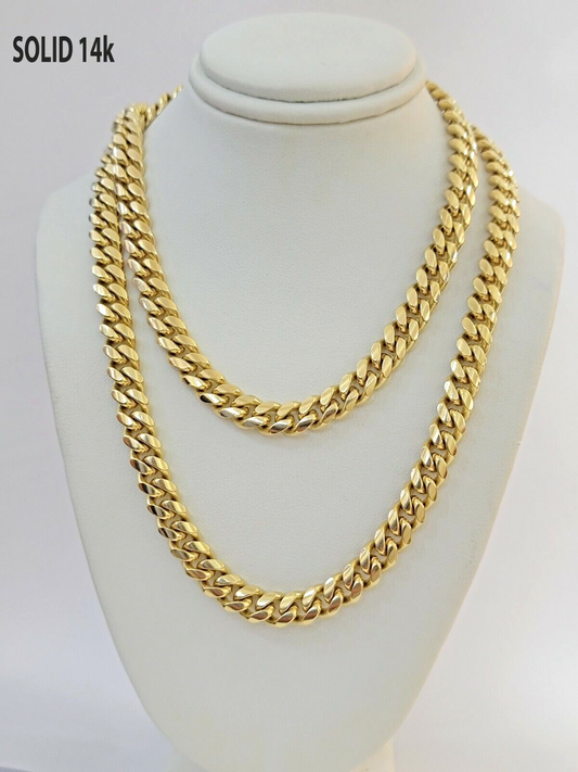 Solid 14k Gold Chain 7mm 22 Inch Miami Cuban Link Necklace HEAVY Real Gold Sale
