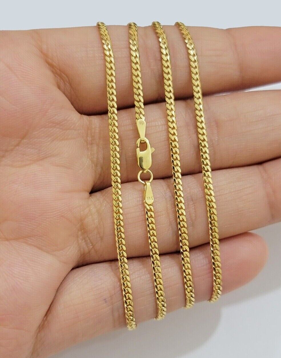 Real 18kt Yellow Gold Miami Cuban Chain Necklace 2mm 20 Inch Men Women SOLID 18k