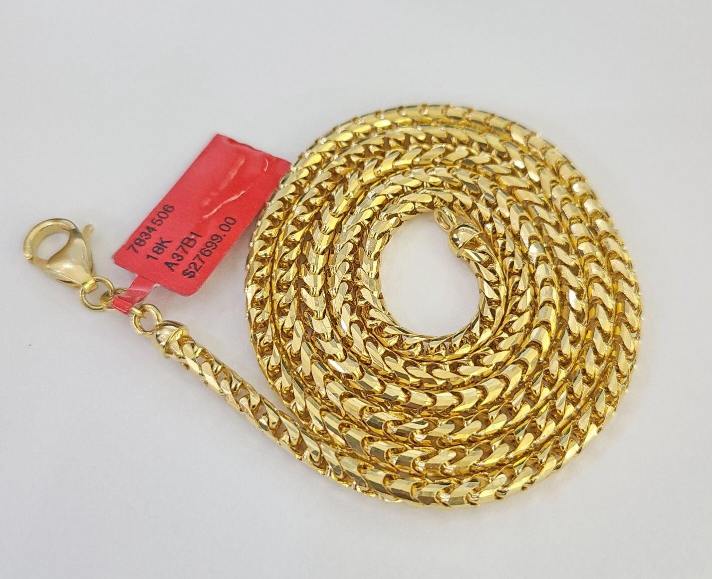 Real 18k Yellow Gold Franco Chain Necklace 24 Inch 3 mm SOLID 18kt Genuine