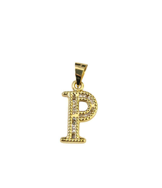 10K Yellow Gold P Initial Charm Pendant Alphabet Real 10kt Men Women