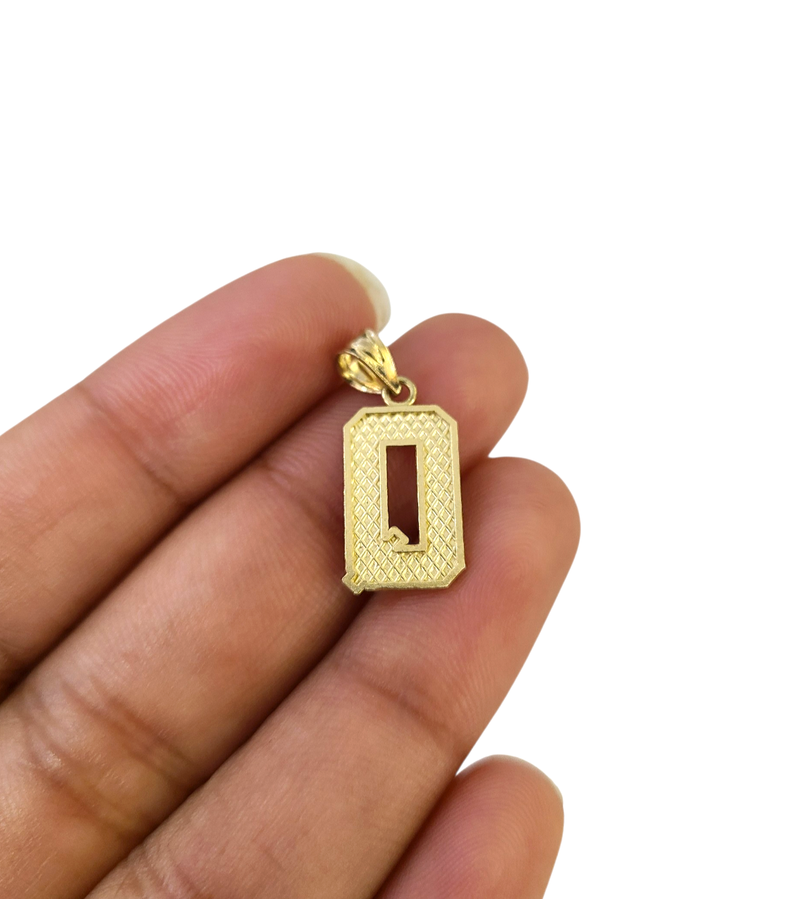 10K Yellow Gold Q Initial Charm Pendant Alphabet Real 10kt Men Women