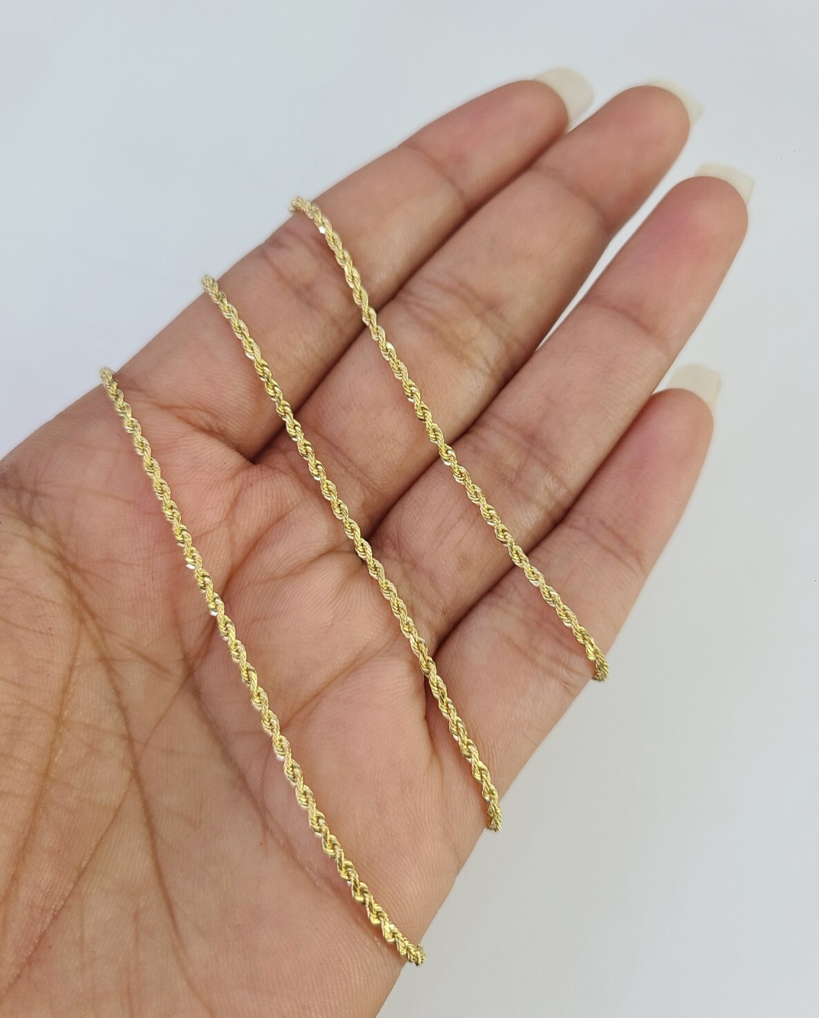 Real 18k Rope Chain Necklace 22 Inches 1mm Yellow Gold Men Women 18KT SOLID