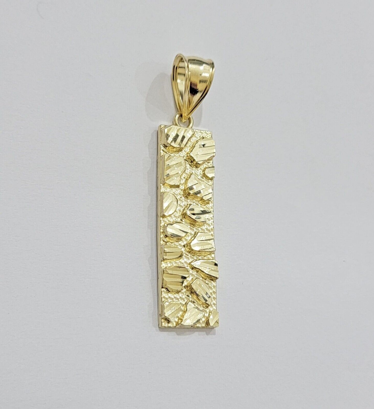 10k Yellow Gold Charm Nugget Bar Mens Pendant REAL 10KT , FREE SHIPPING