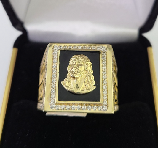 10k Jesus Head Ring Casual Band Yellow Gold Genuine Brand New Religious