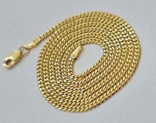 Real 18kt Yellow Gold Miami Cuban Chain Necklace 2mm 20 Inch Men Women SOLID 18k