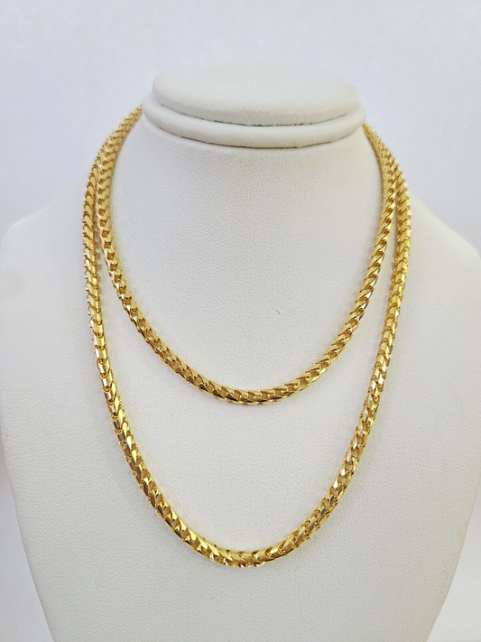 Real 18k Yellow Gold Franco Chain Necklace 24 Inch 4 mm SOLID 18kt