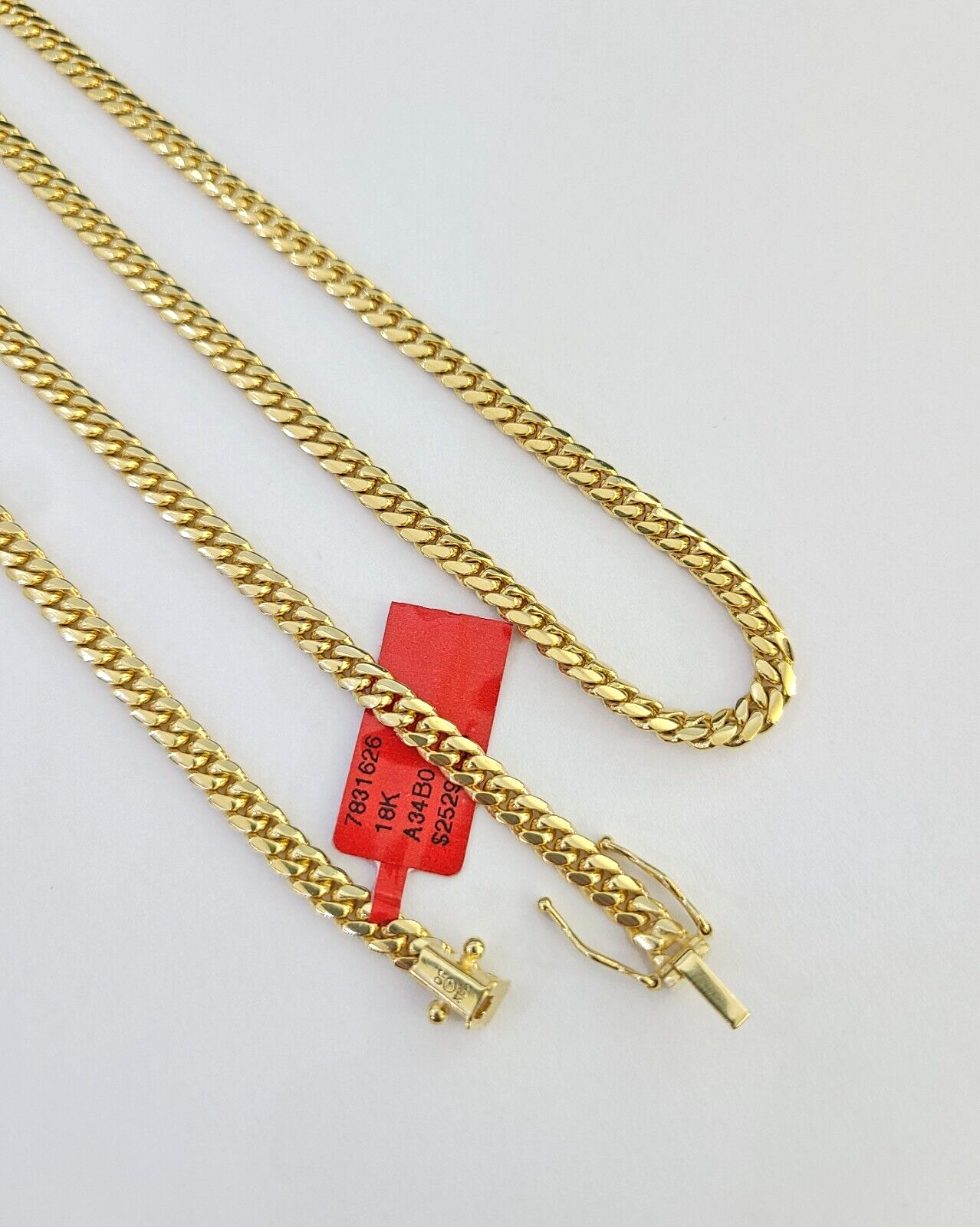 Real 18kt Yellow Gold Miami Cuban Chain Necklace 4mm 22 Inch Men Women SOLID 18k