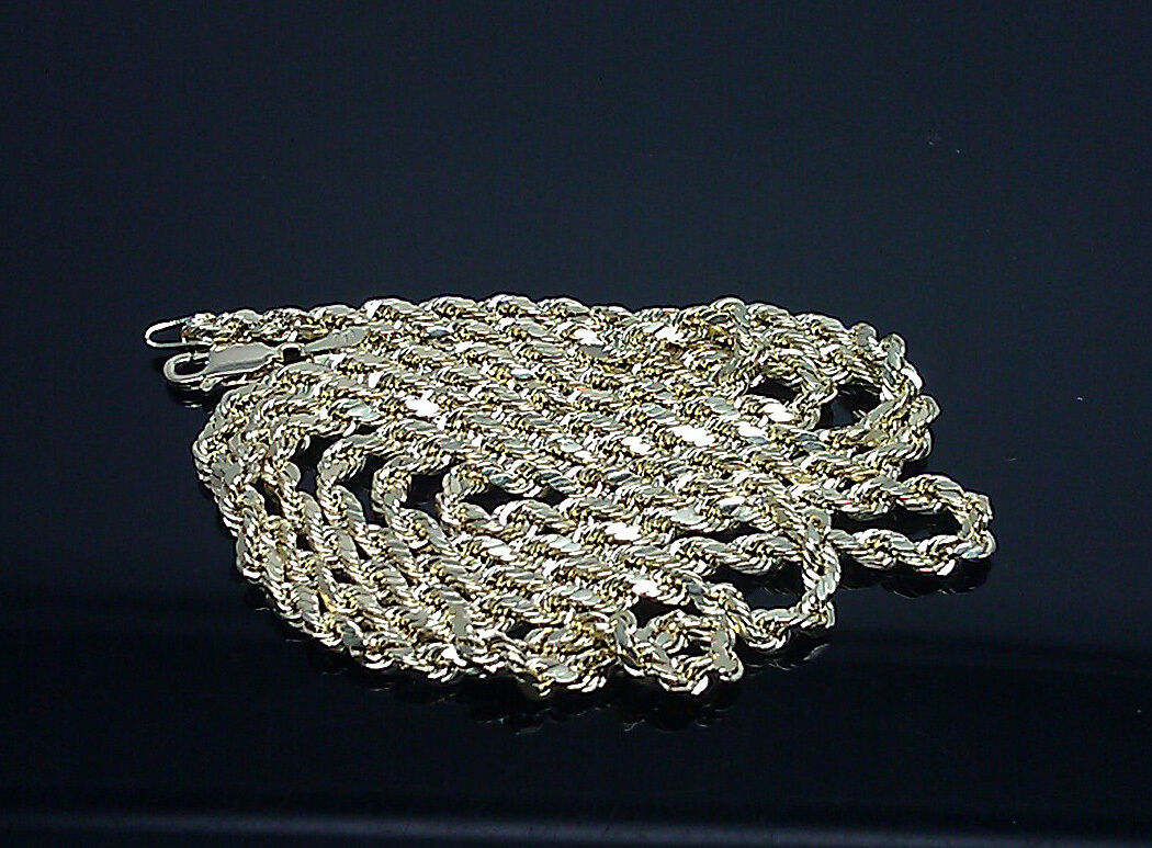 Real 10k Yellow Gold Rope Chain Necklace Diamond Cut 16" 18" 20" 22" 24" 26" 28"