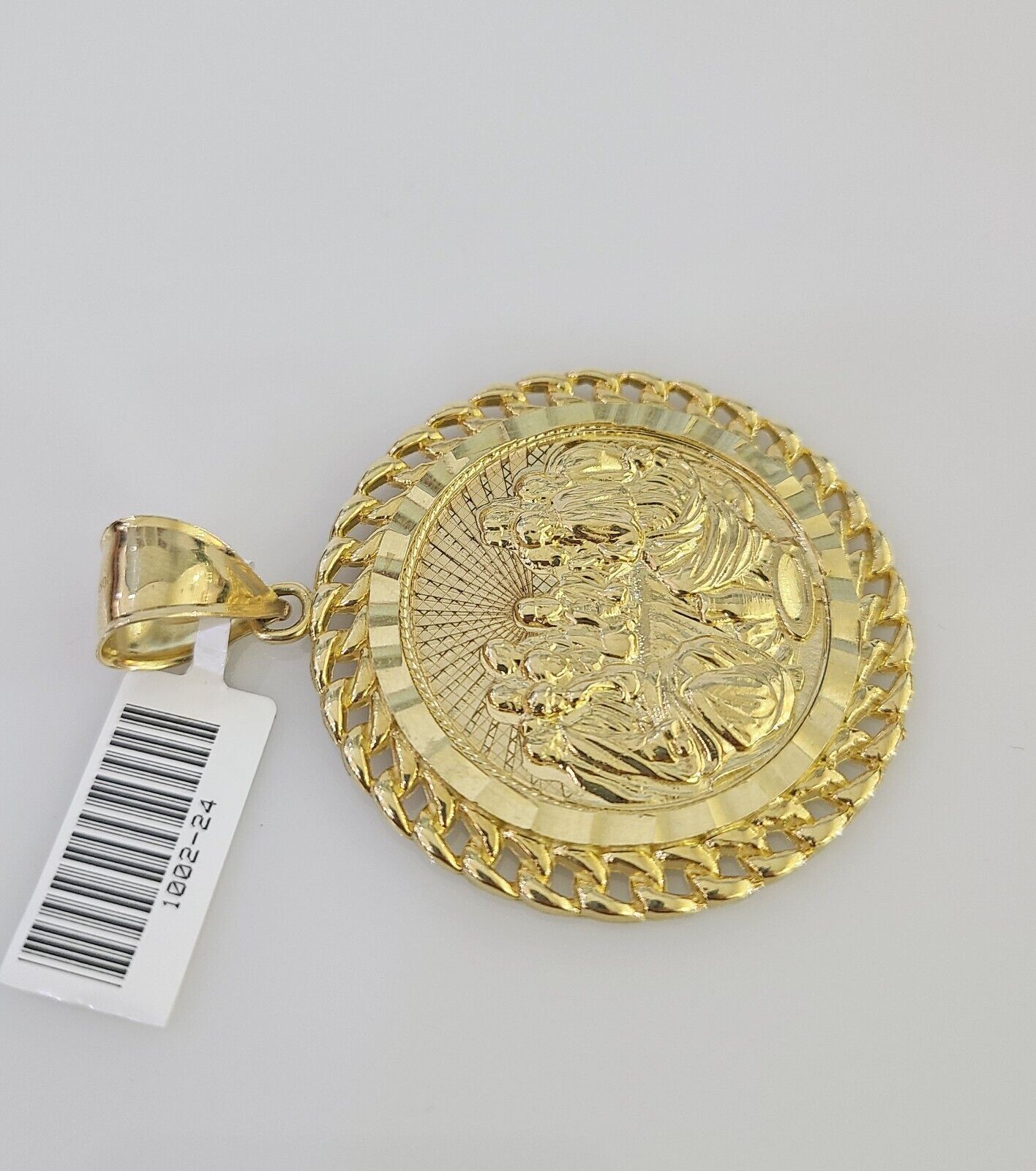 10k Last Supper Charm Pendant Mens REAL 10Kt Religious Medallion Yellow Gold