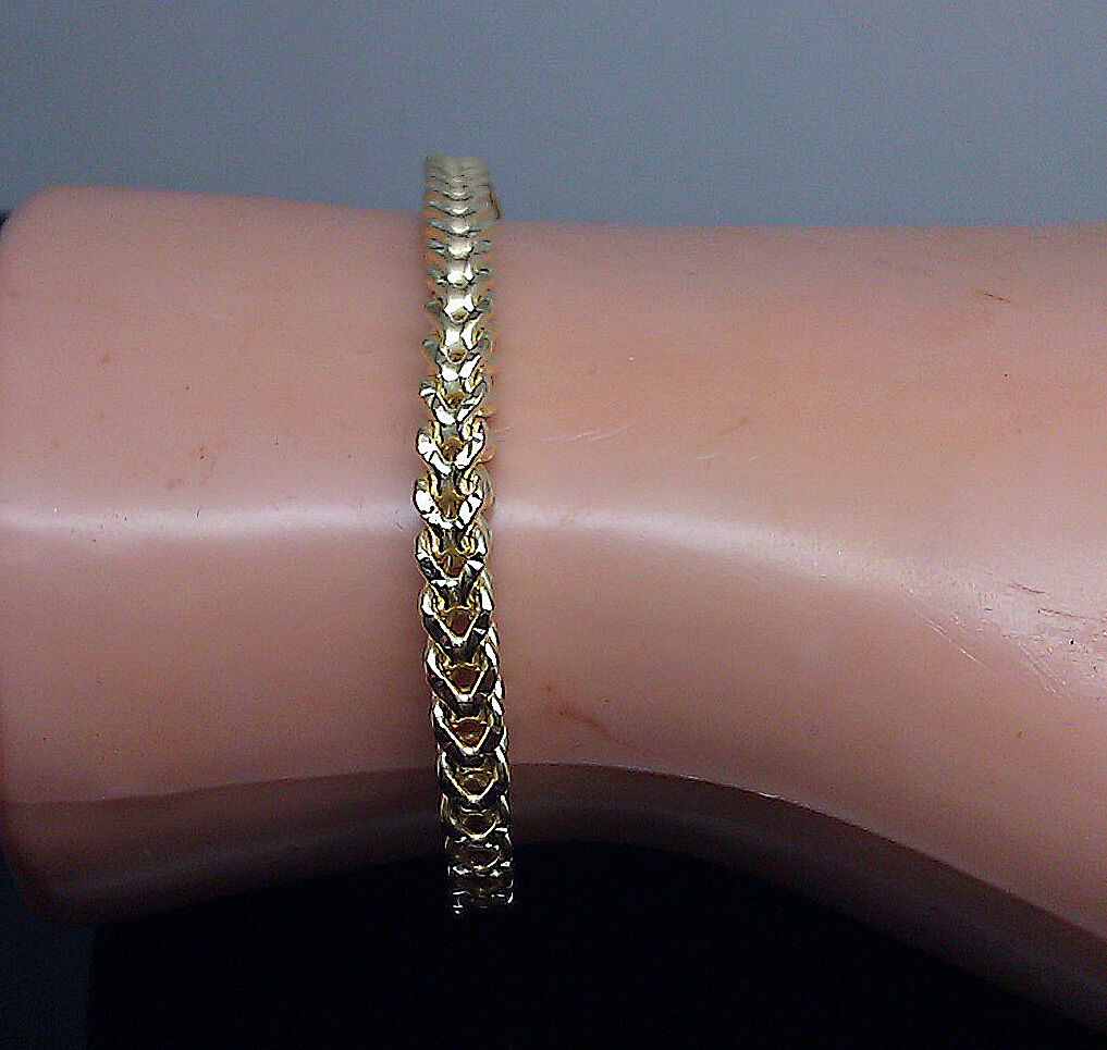 10k Yellow Gold Franco Bracelet 4mm 8" Inch Mens Women Rope Cuban Link
