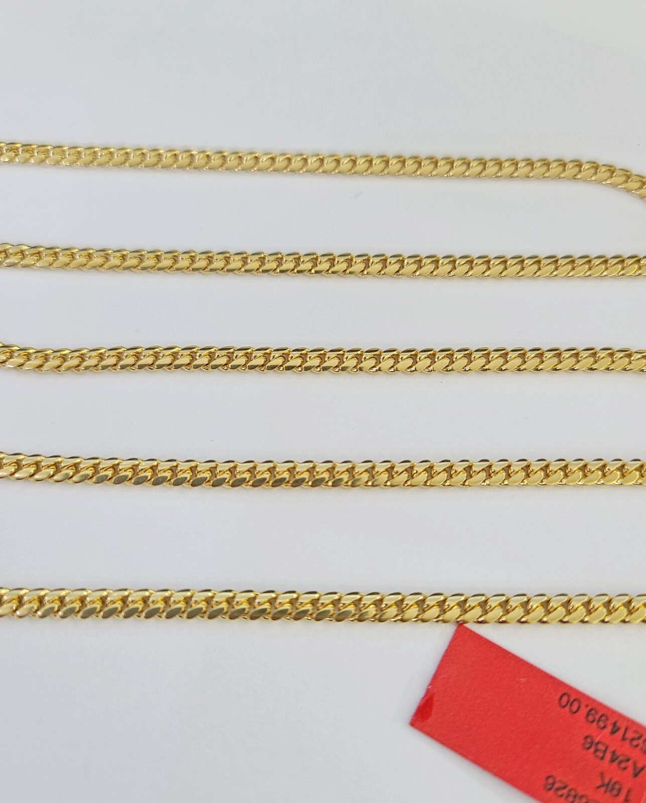 Real 18kt Miami Cuban Chain Necklace 3mm 24 Inch Yellow Gold Men Women SOLID 18k