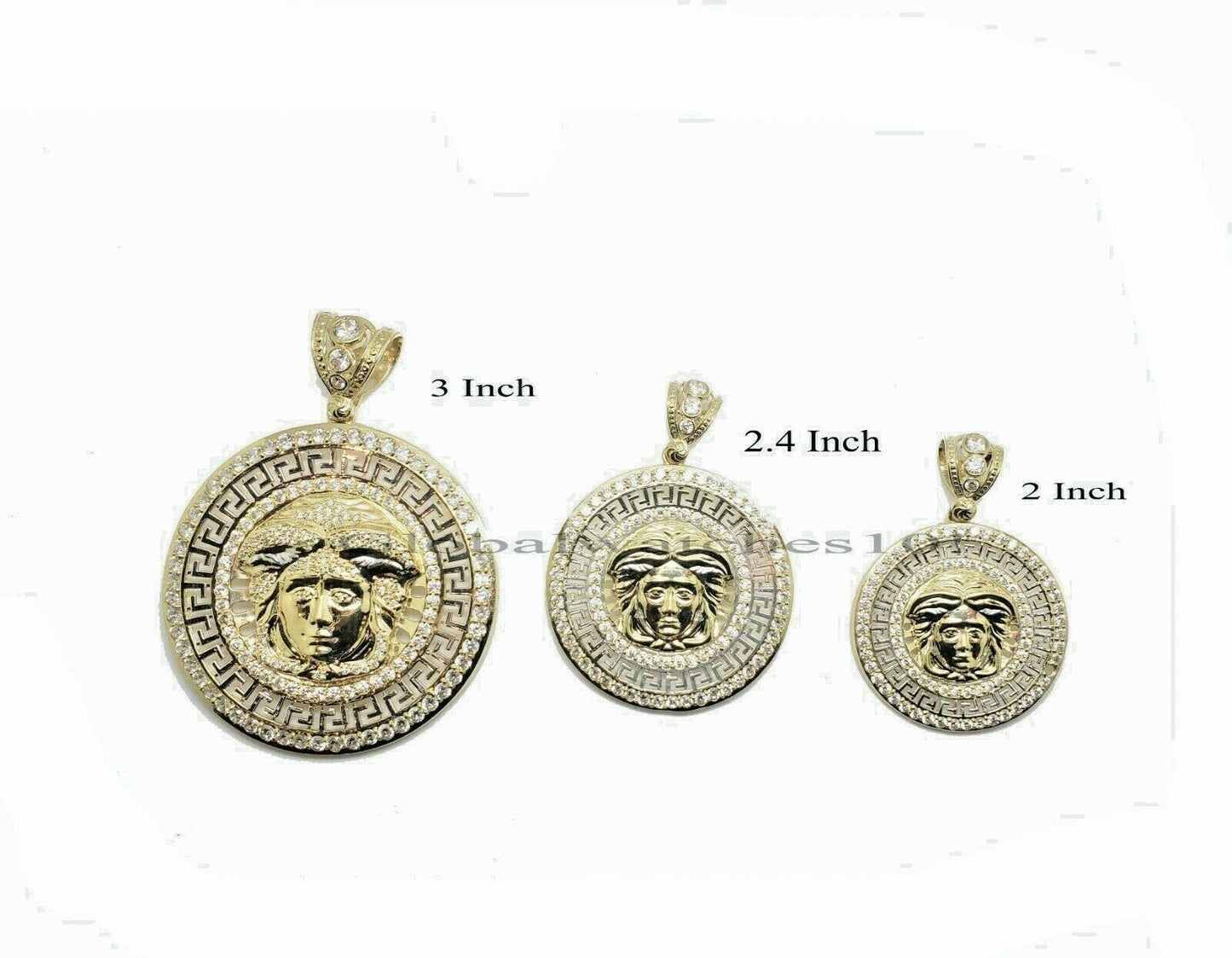 10k Yellow Gold Men Pendant head Charm 3 -2 Inch REAL Round