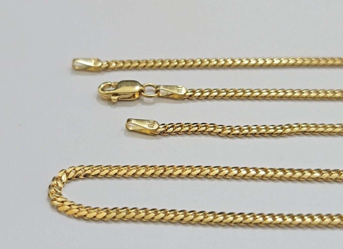 Real 18kt Yellow Gold Miami Cuban Chain Necklace 2mm 18 Inch Men Women SOLID 18k
