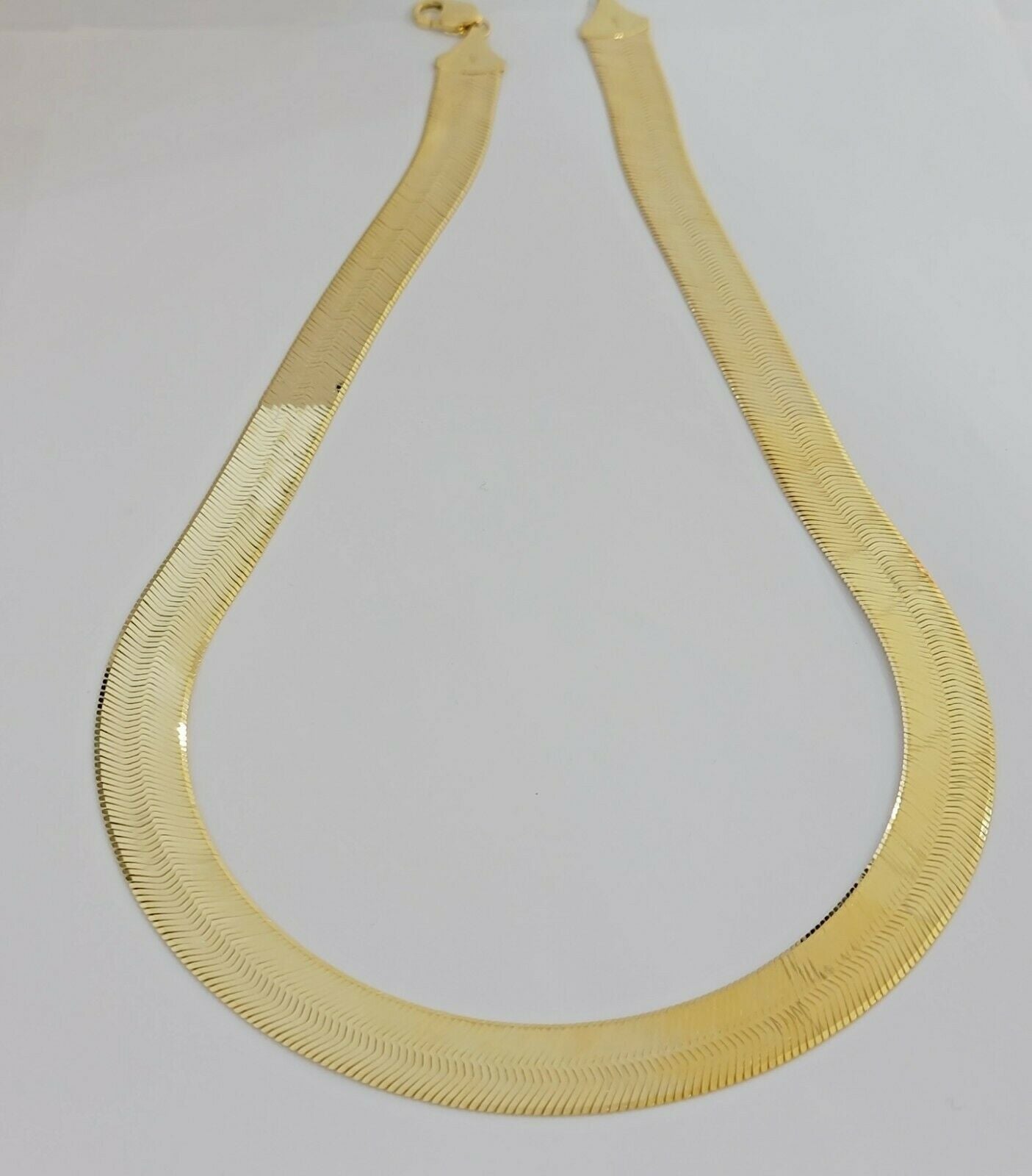 REAL 10k Gold Herringbone Chain Necklace 15mm 18"-24" 10kt Yellow Gold SOLID