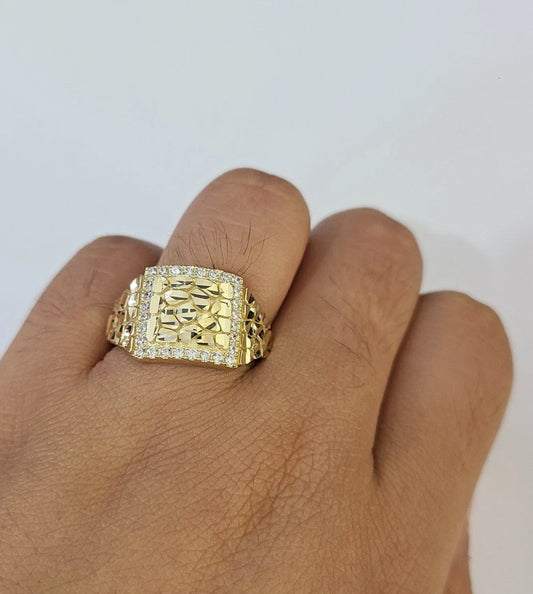 Real 10k Nugget Ring Yellow Gold Women Men Genuine 10Kt
