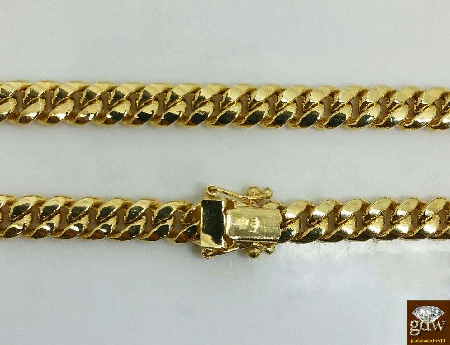 Real 14K Yellow Gold Miami Cuban Chain 22" 7mm Men BOX LOCK